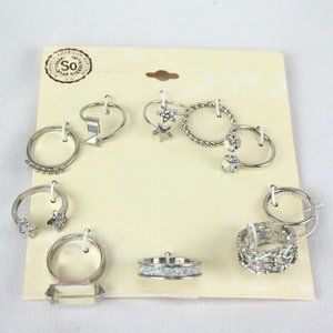 Mudd Gift Set of Ten Size 7 Rings Silver-Tone